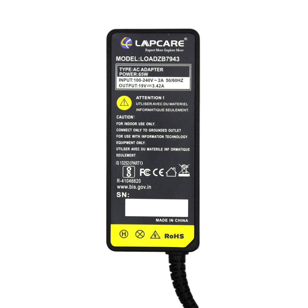 Lapcare  Laptop Adapter Compatible For Asus 65w | 19v/3.42a | 4.0mm x 1.35mm view 3
